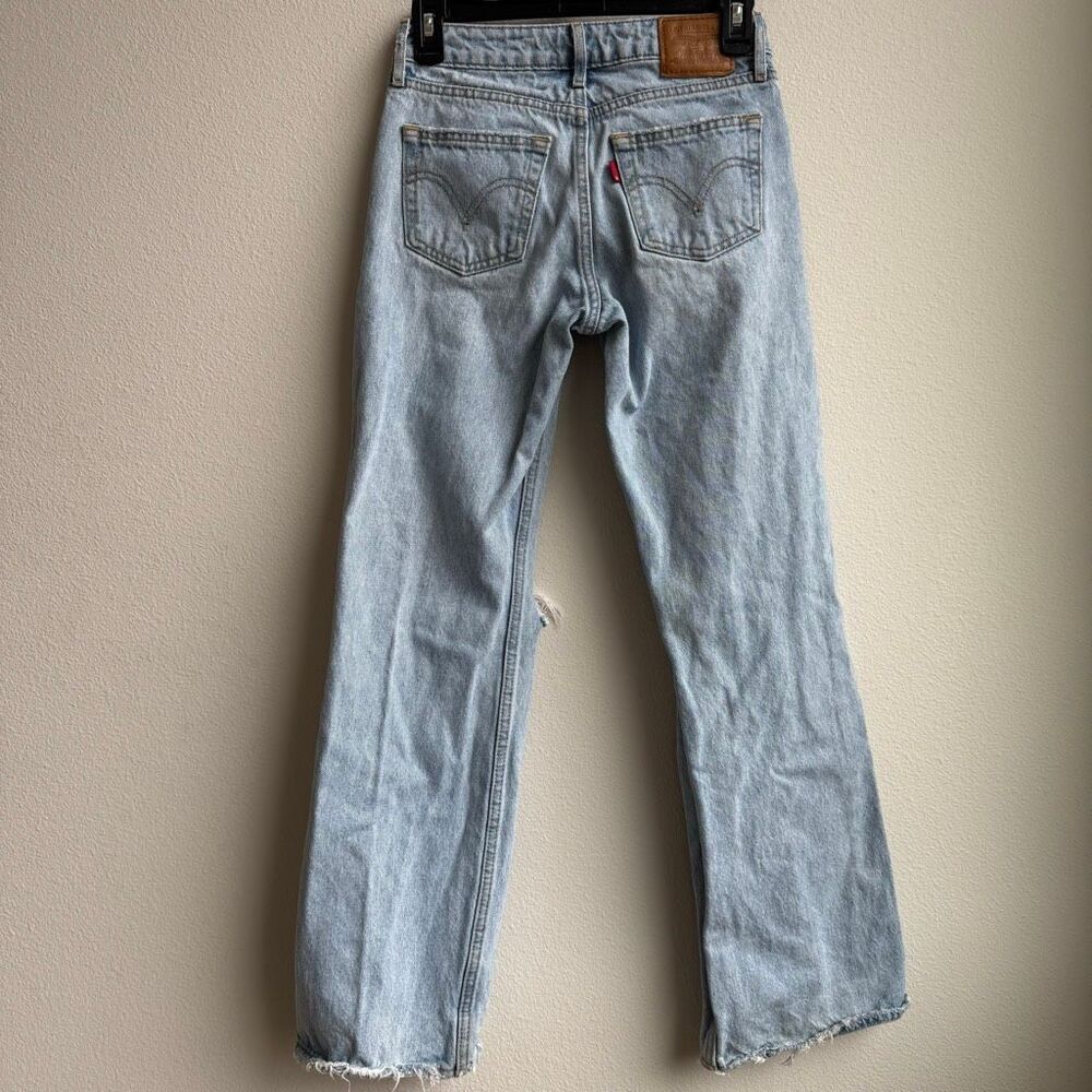 Levi's Premium Low Loose Baggy Blue Wash Denim Wide Leg Jeans Women's Size 23 - Picture 5 of 7